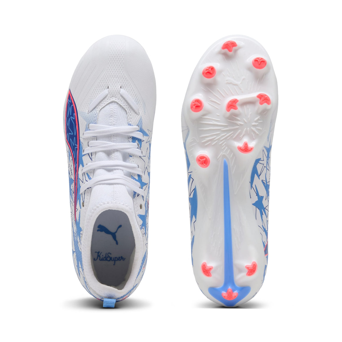 Tacos de futbol para terreno firme/artificial juveniles ULTRA 6 PRO KIDSUPER x CHRISTIAN PULISIC – PUMA White-Pink Lilac-Dusky Blue – vista 4