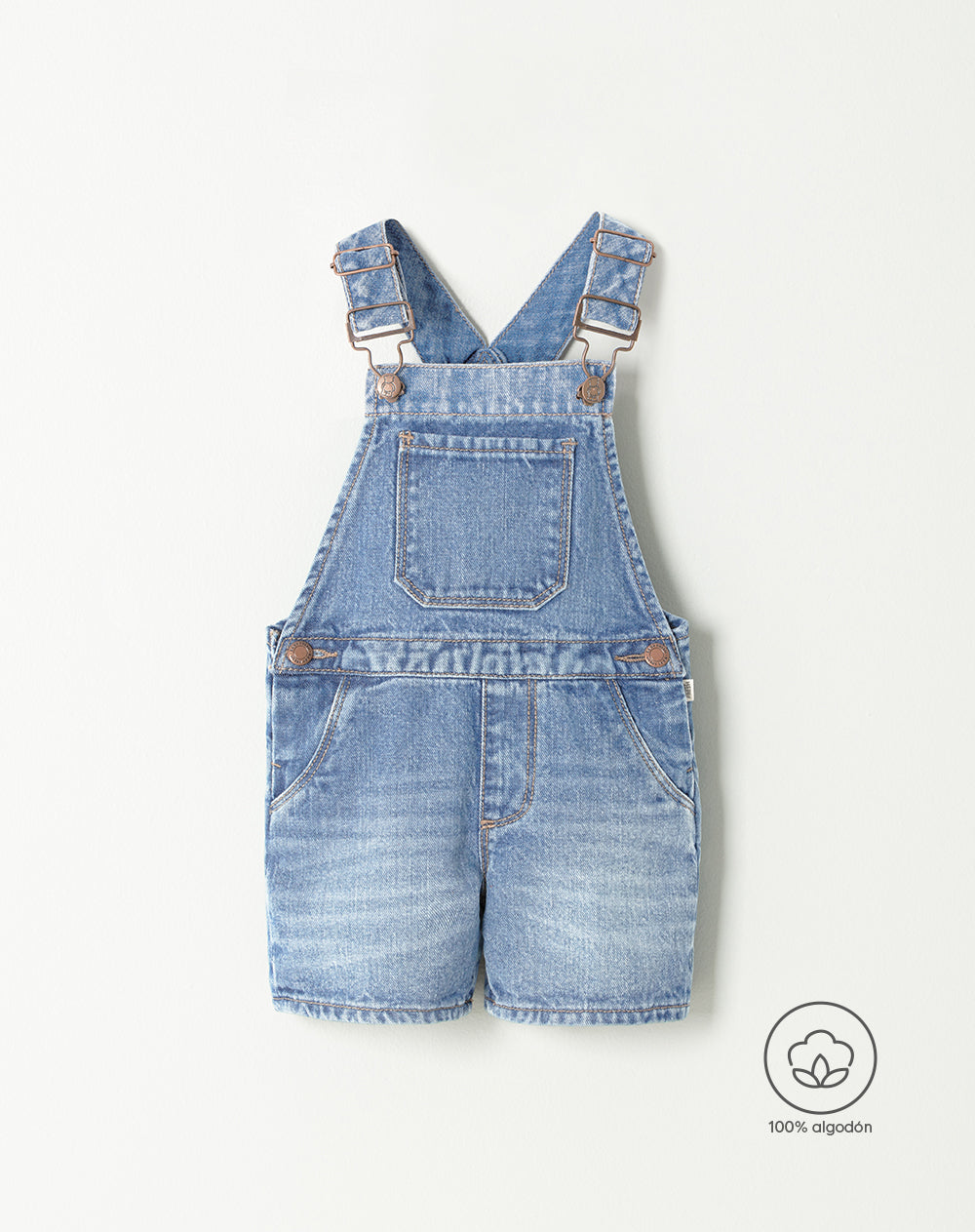 Overol Babyfresh Corto Denim Algodón Índigo Unisex