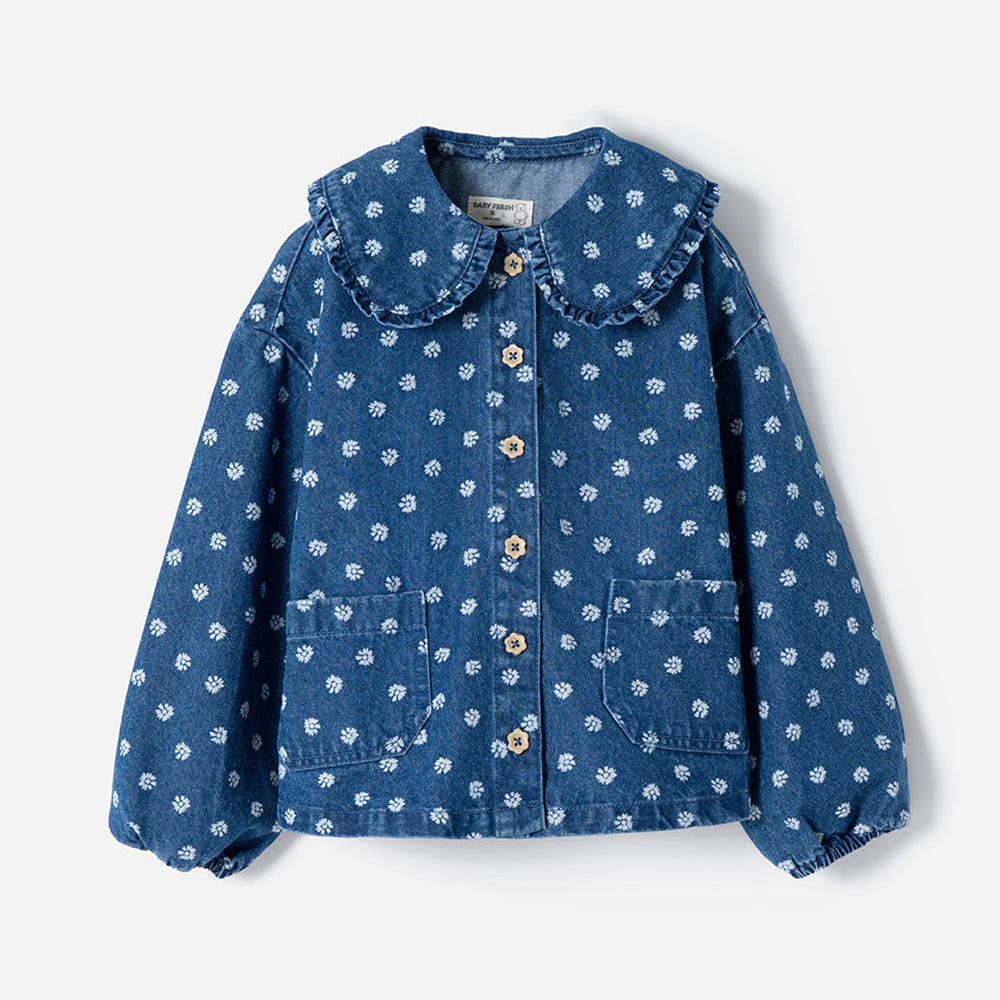 Camisa Babyfresh Denim Estampada Manga Larga para Niñas