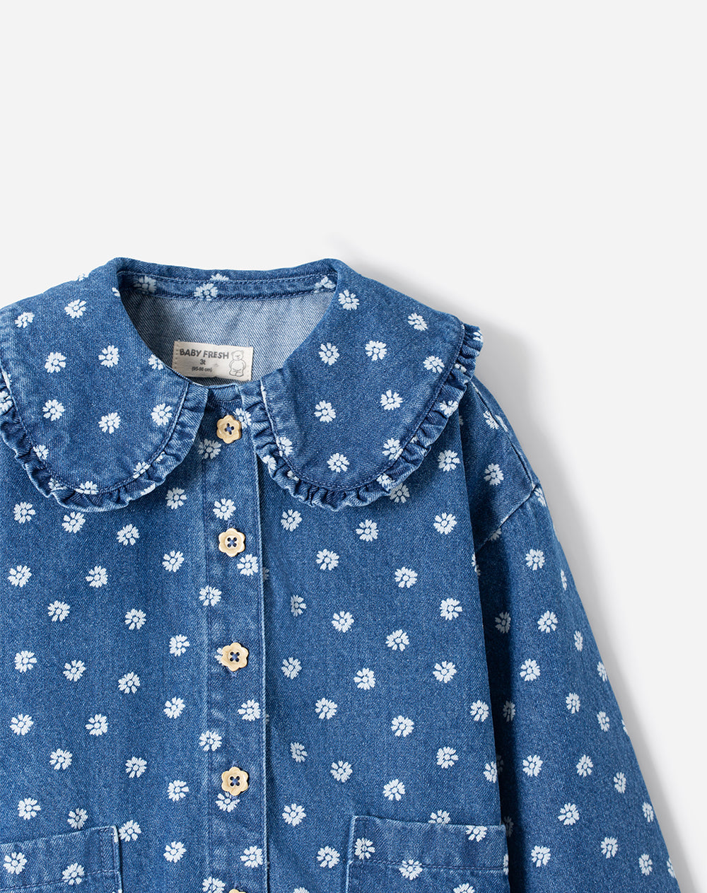 Camisa Babyfresh Denim Estampada Manga Larga para Niñas