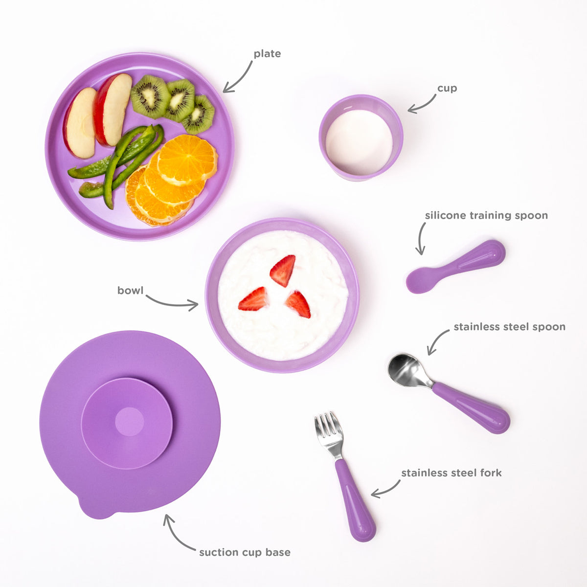 Ubbi 7-Piece Toddler Feeding Set Sugar Snap