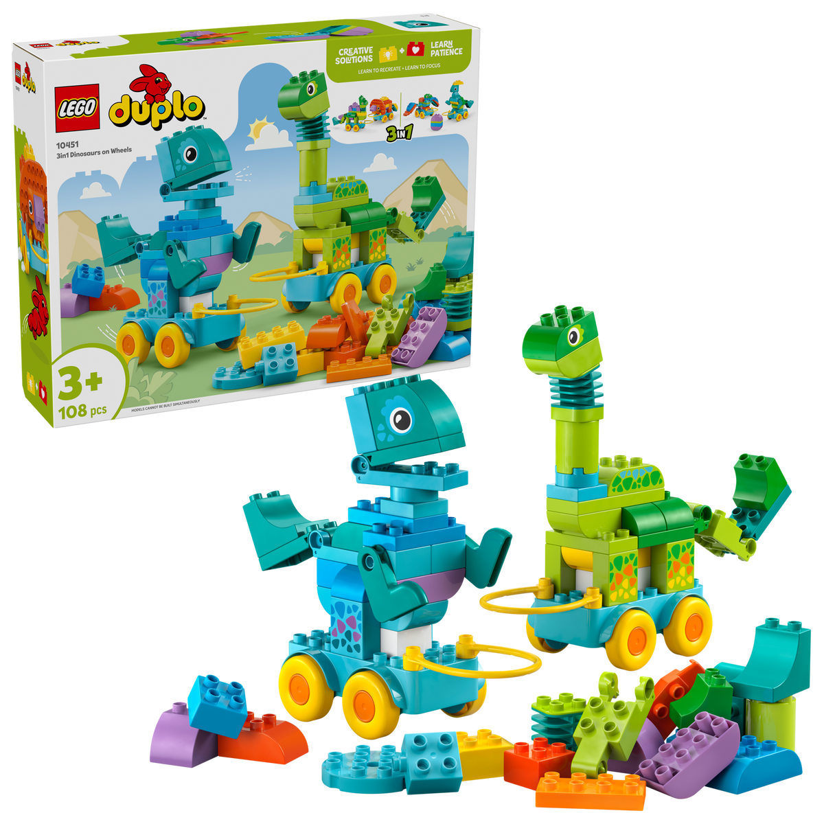 LEGO DUPLO Dinosaurios sobre Ruedas 3en1 10451
