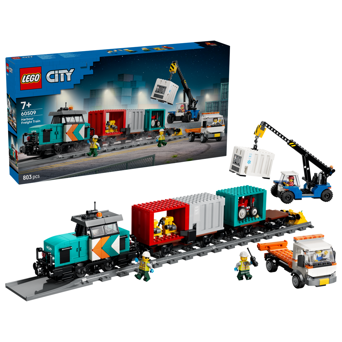 LEGO City Tren de Mercancías del Puerto con Grúa y Camión 60509