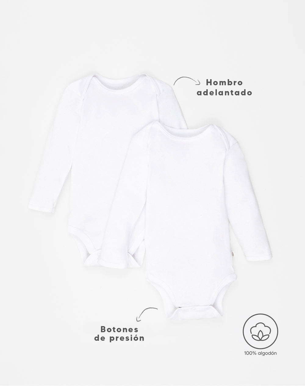 Body Babyfresh Manga Larga Algodón x2 Unds para Bebé Unisex