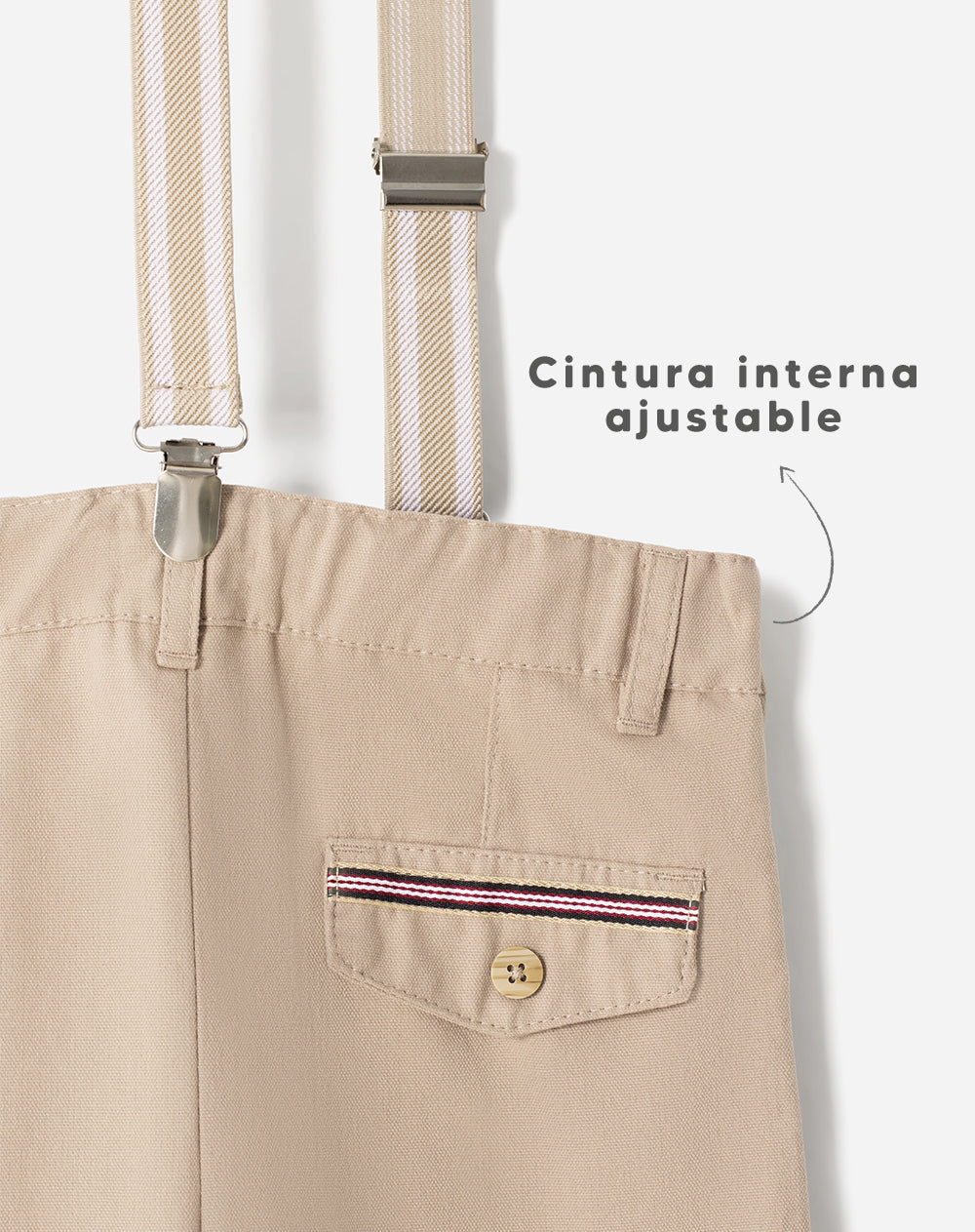 Pantalón Babyfresh Recto Drill Algodón con Cargaderas para Niño