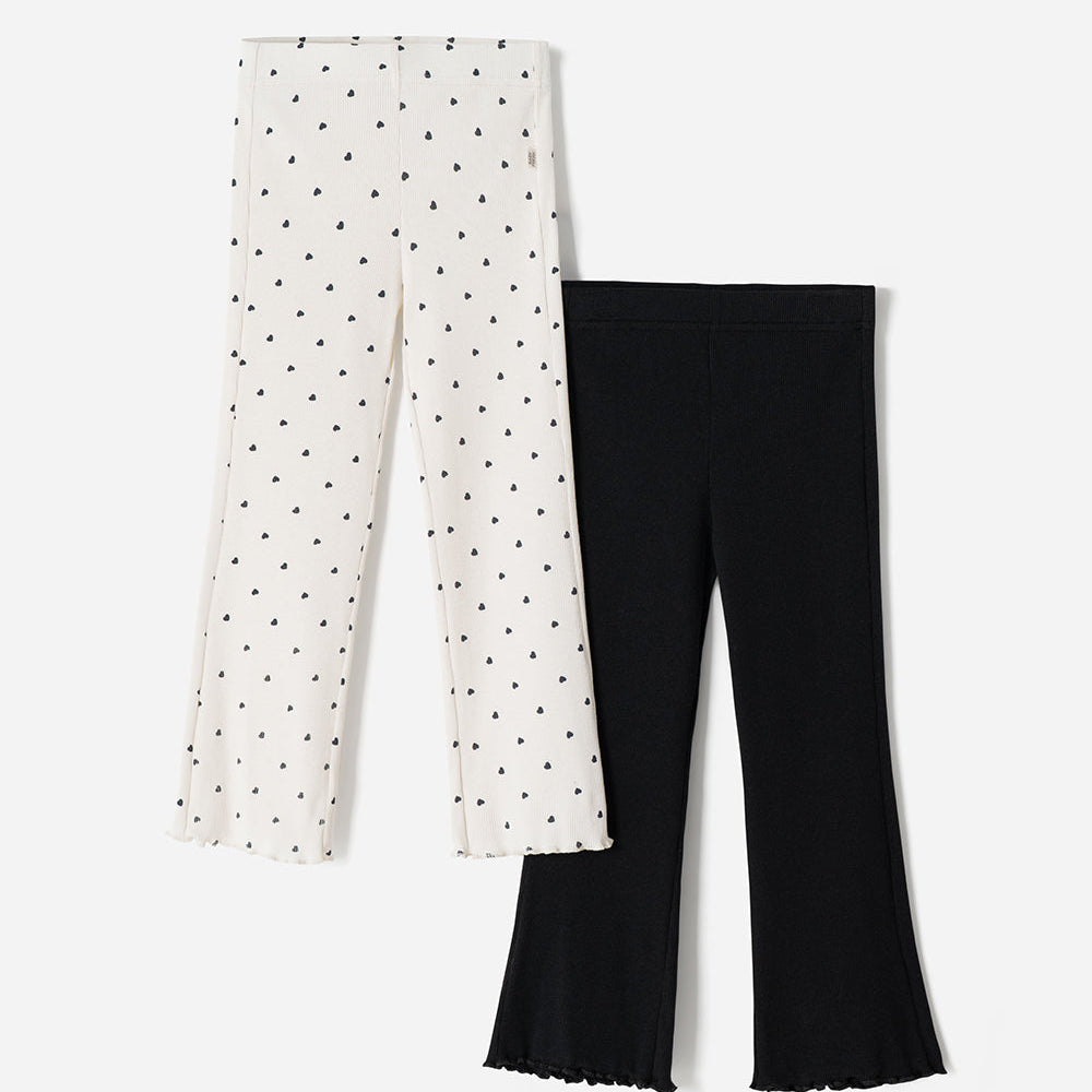 Leggings Babyfresh Pack x2 Tiro Alto Rib Surtido para Niña