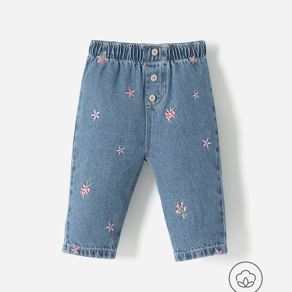Jean Babyfresh Regular Bordado Índigo Bebé Niña