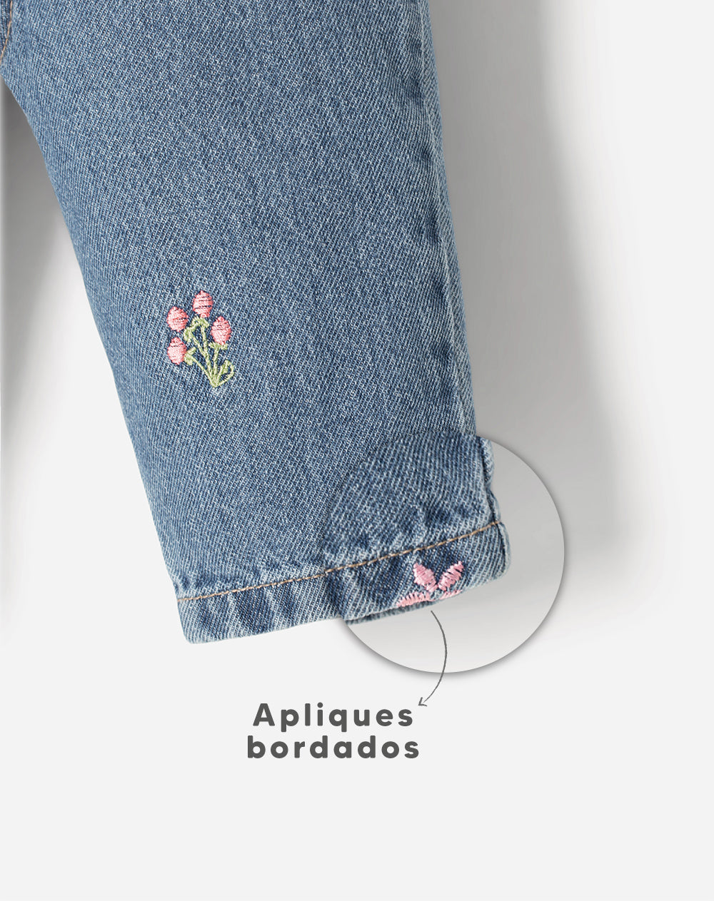 Jean Babyfresh Regular Bordado Índigo Bebé Niña
