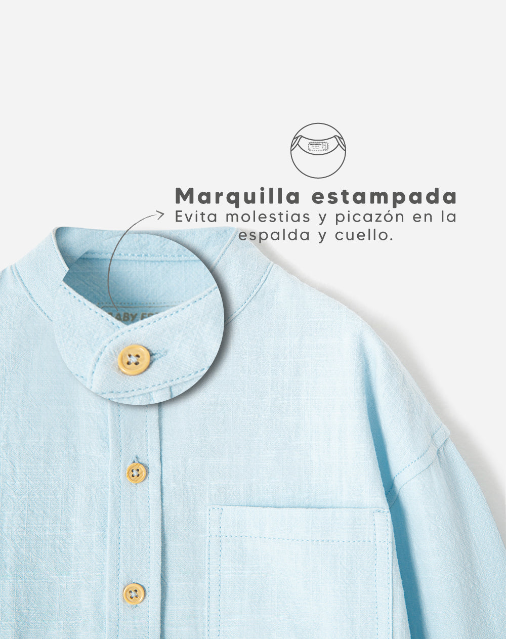 Camisa Manga Larga Babyfresh Algodón Azul para Niño