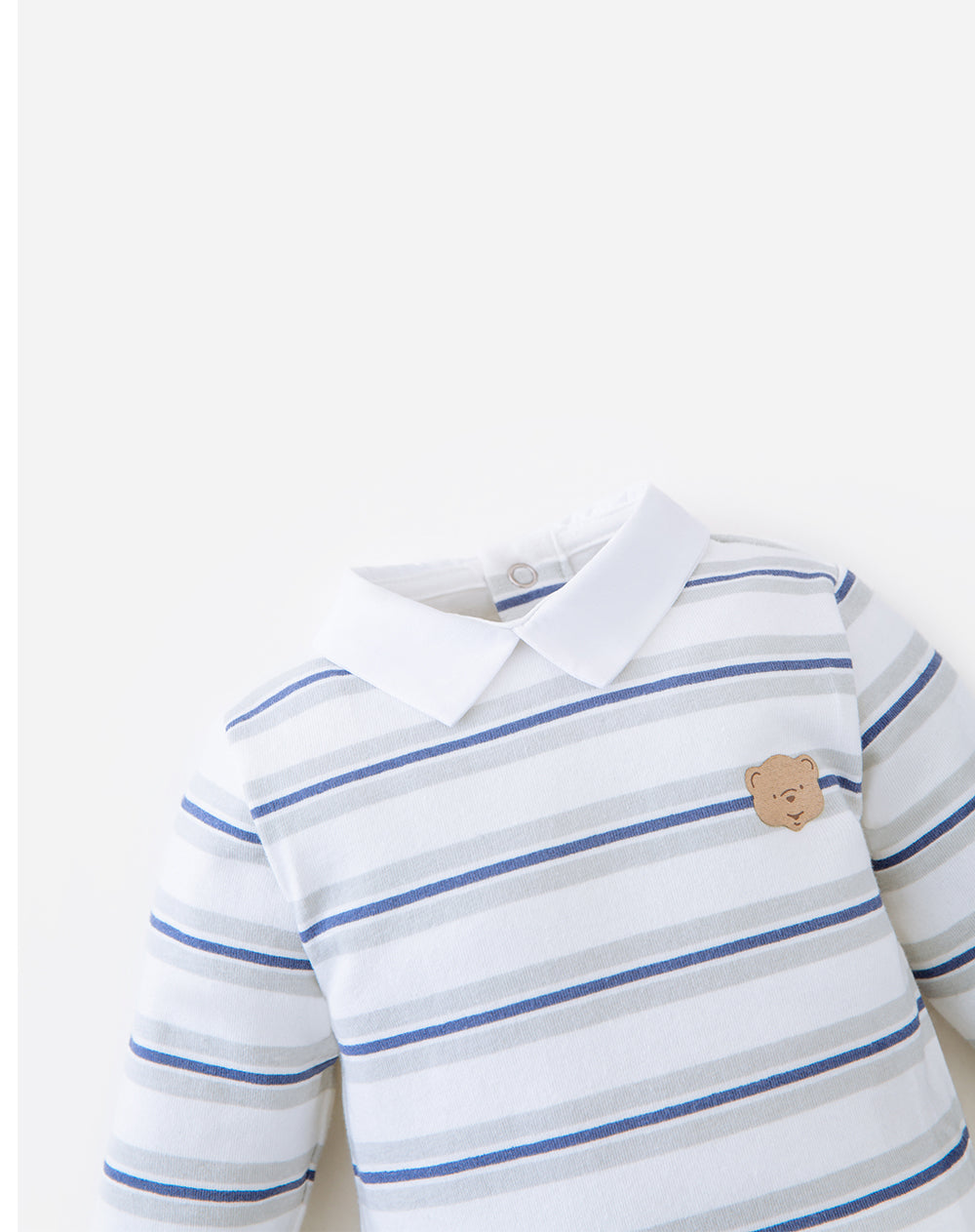 Paquete de dos bodies Babyfresh de manga larga, azul liso y rayas