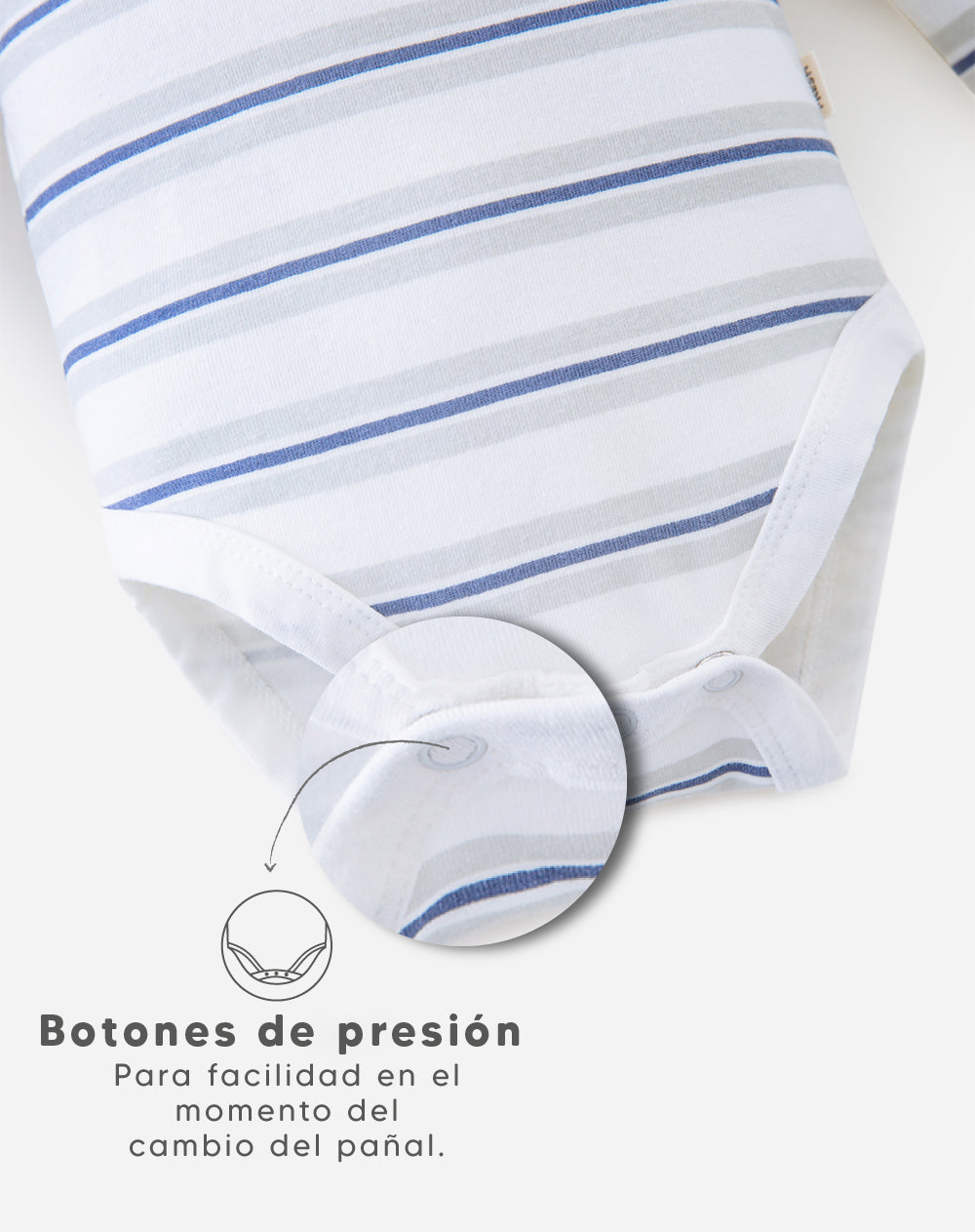 Paquete de dos bodies Babyfresh de manga larga, azul liso y rayas