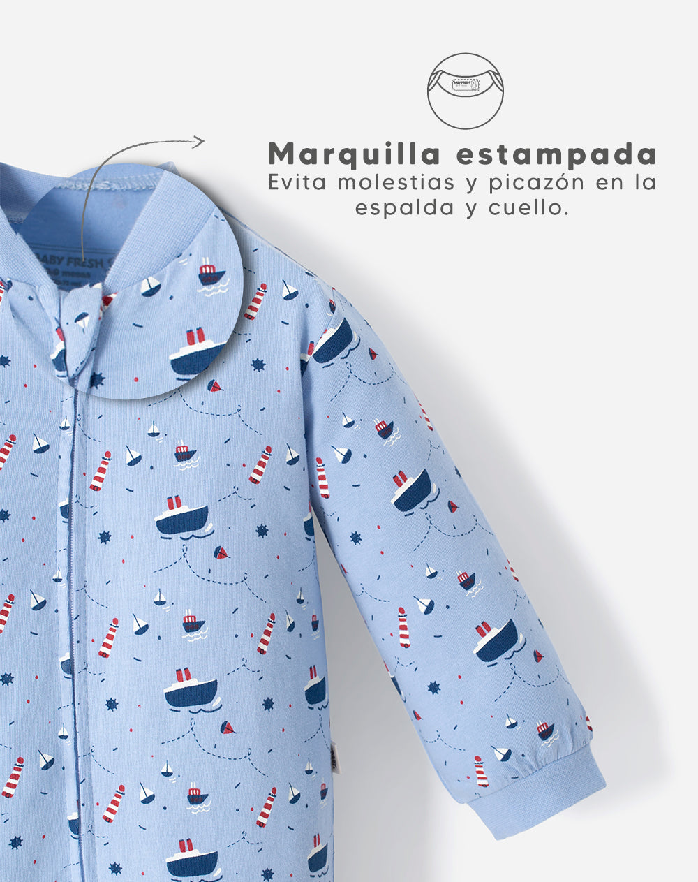 Pijama Babyfresh Algodón Cierre Doble Sentido Estampada para Bebé Niño