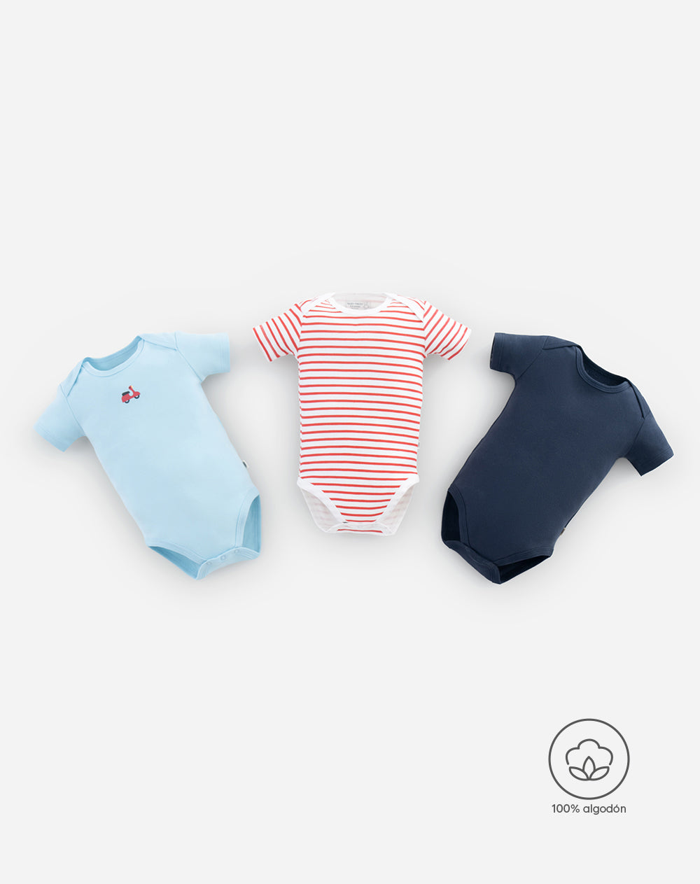 Body Babyfresh Manga Corta Algodón Pack x3 Surtido Bebé Niño