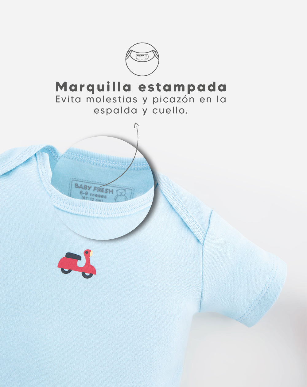 Body Babyfresh Manga Corta Algodón Pack x3 Surtido Bebé Niño