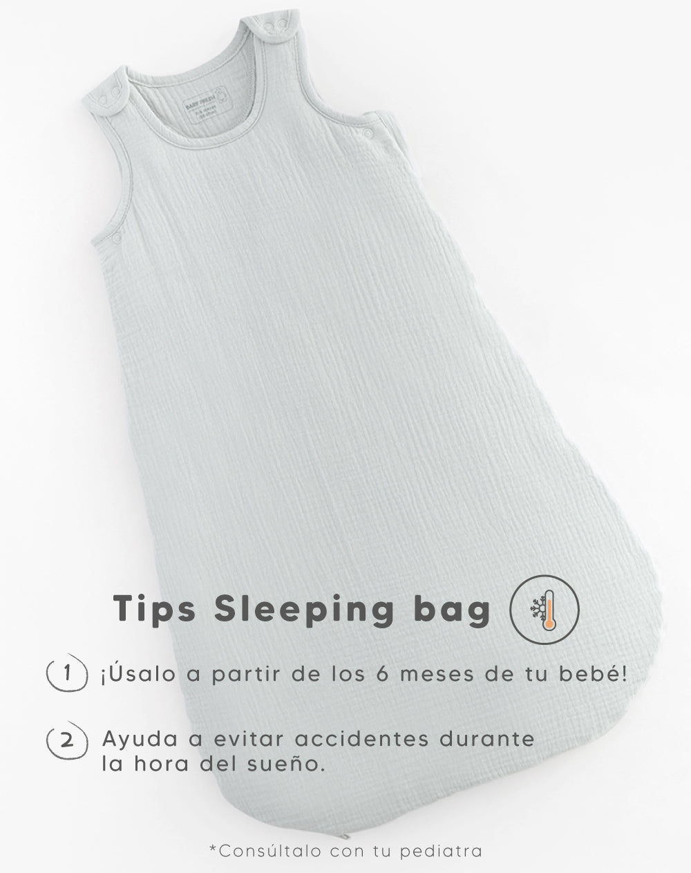 Sleeping Babyfresh Acolchado Algodón Gris para Bebé