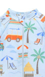 Printed L/S Sunsuit and Hat Cancun Print