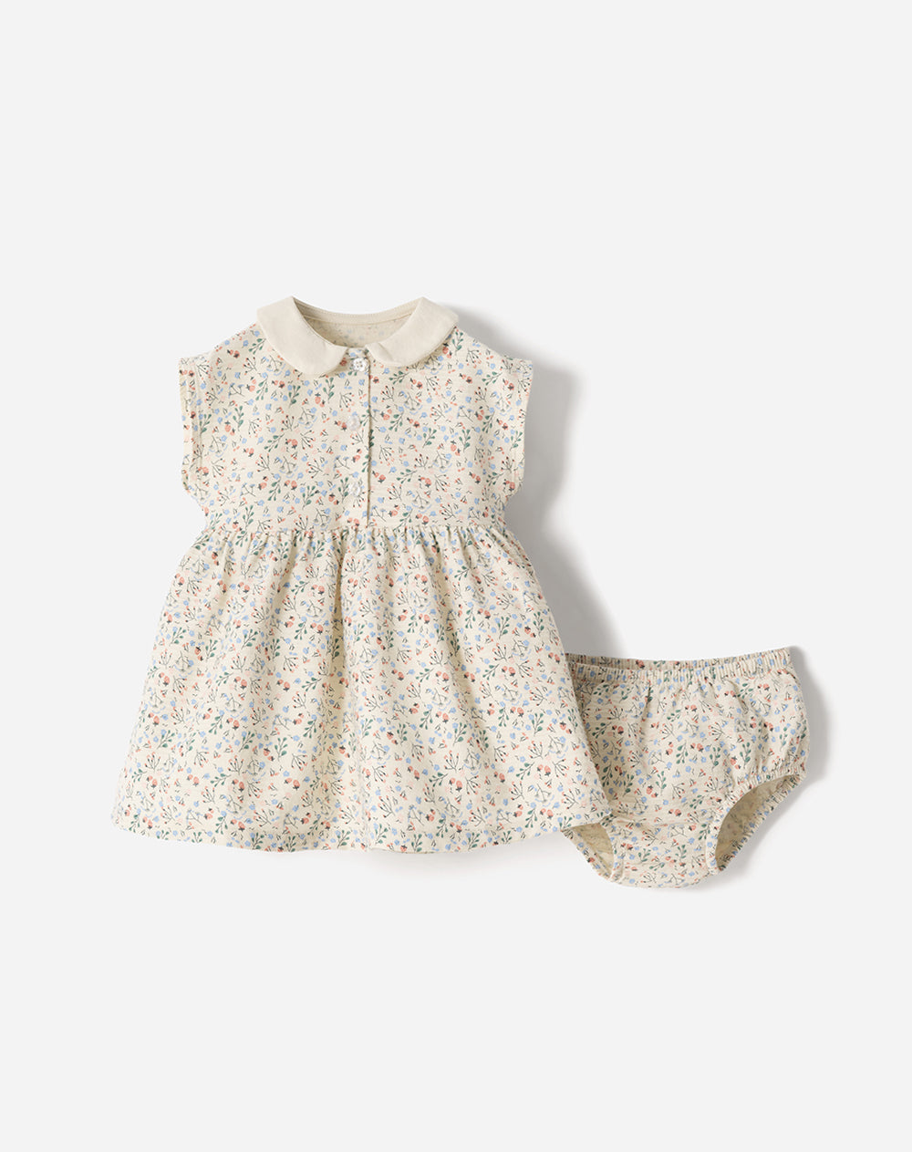 Conjunto Babyfresh Vestido con Bloomer Beige para Bebé Niña