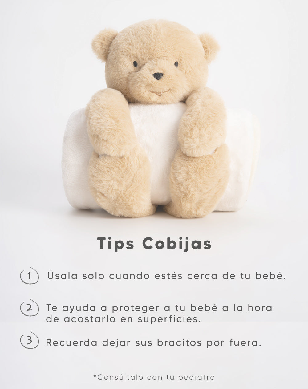 Cobija Babyfresh con Peluche de Oso para Bebé
