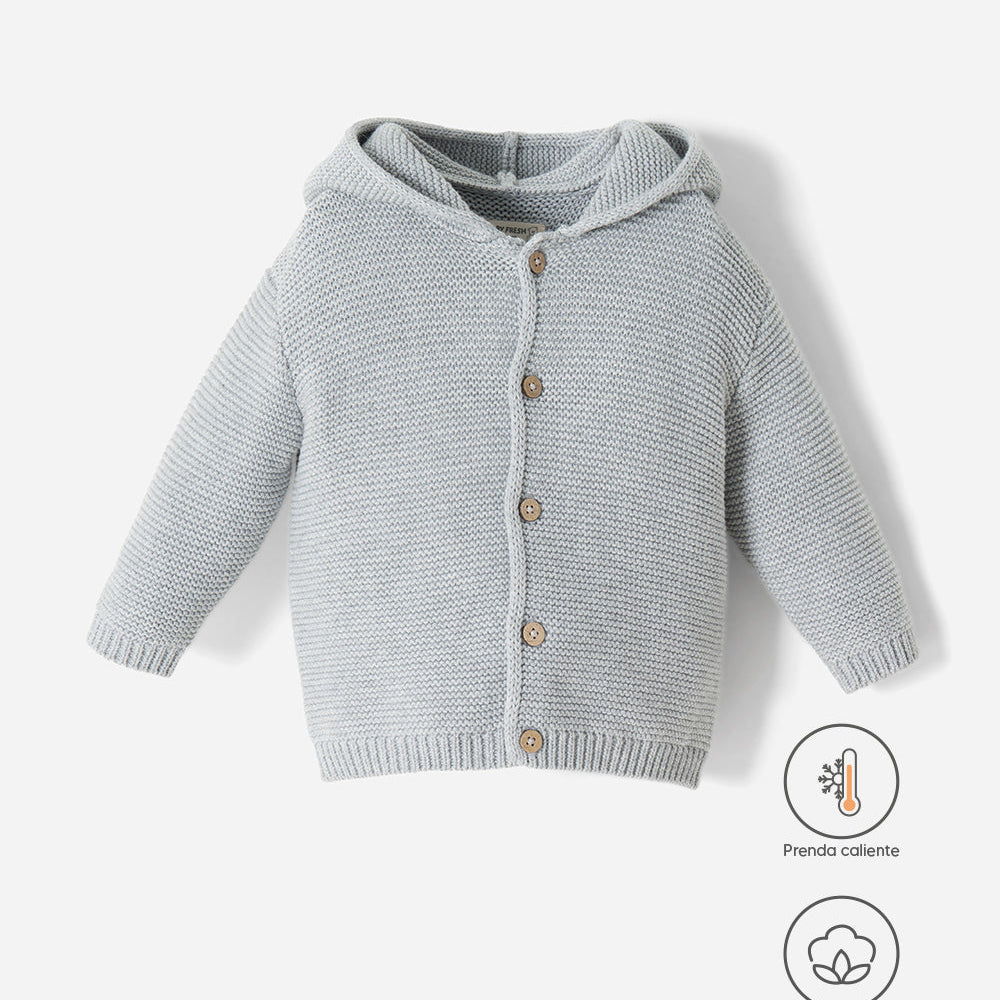 Suéter Babyfresh Regular Gris con Capucha para Bebé