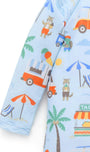 Printed L/S Sunsuit and Hat Cancun Print
