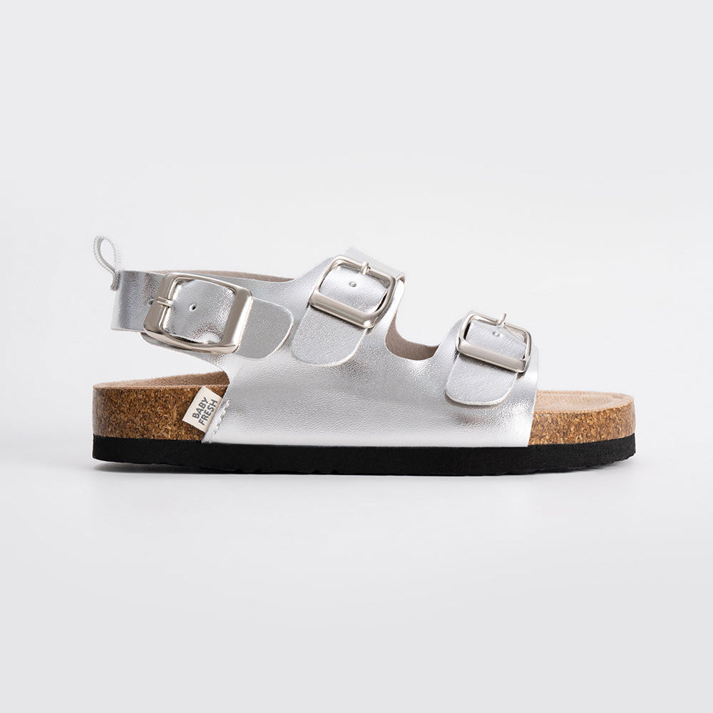 Sandalias Babyfresh Tipo Birkenstock Plateadas para Niña