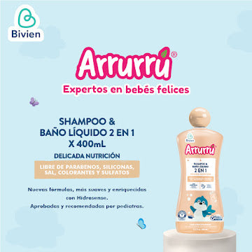 Shampoo y Baño Líquido Arrurrú 2 en 1 Delicada Nutrición 400 ml