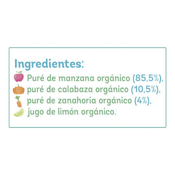 Compota Baby Evolution Orgánica Manzana Calabaza Zanahoria Sin Azúcar Añadida 99 Gr