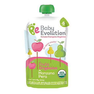 Compota Baby Evolution Orgánica Manzana Pera Sin Azúcar Añadida X 99 Gr