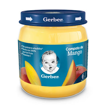 Compota Gerber Puré De Mango Sin Azúcar Frasco X 113 Gr