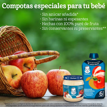 Compota Gerber Puré De Manzana Sin Azúcar Frasco X 113 Gr