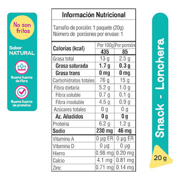 Snacks Cereales Kids Evolution Sabor Natural Paquete Fracción X 20 Gr
