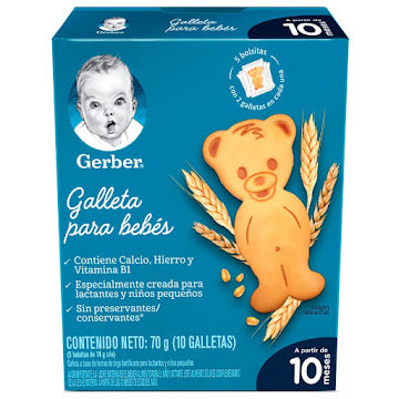 Galletas Gerber Para Bebes 10meses+ Caja X 10 Und