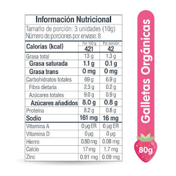 Galletas Orgánicas Kids Evolution Infantiles Banano Fresa Bolsa X 80 Gr