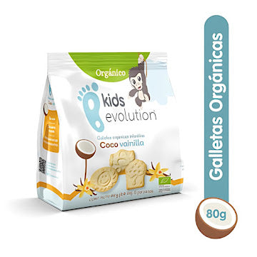 Galletas Orgánicas Kids Evolution Infantiles Coco Vainilla Bolsa X 80 Gr