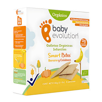 Galletas Baby Evolution Smart Bites Banano Calabaza X 60 Gr