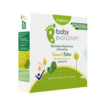 Galletas Baby Evolution Smart Bites Manzana Espinaca Kale X 60 Gr
