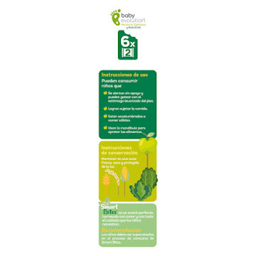 Galletas Baby Evolution Smart Bites Manzana Espinaca Kale X 60 Gr