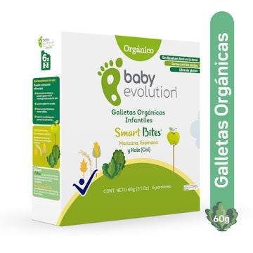 Galletas Baby Evolution Smart Bites Manzana Espinaca Kale X 60 Gr