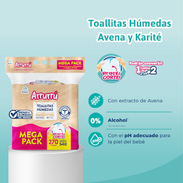 Toallitas Húmedas Arrurru Aloe Manzanilla Mega Pack X 270 Und