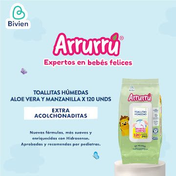 Toallitas Húmedas Arrurrú Aloe & Manzanilla Practicorte X 120und