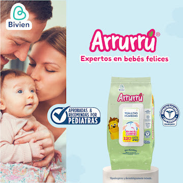 Toallitas Húmedas Arrurrú Aloe & Manzanilla Practicorte X 120und