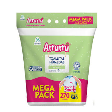 Toallitas Húmedas Arrurú Aloe Vera Y Manzanilla Pack X 270 Und