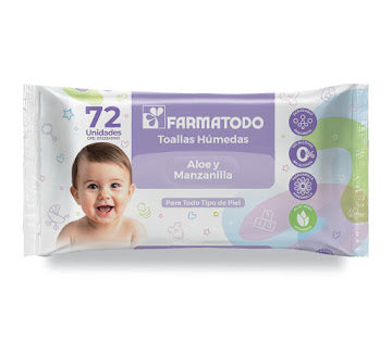 Toallitas Húmedas Farmatodo Bebé Aloe Y Manzanilla Orgánicas X 72 Und