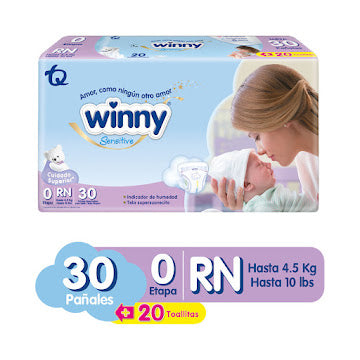 Pañales Winny Sensitive Etapa 0 Recién Nacido X 30 Und