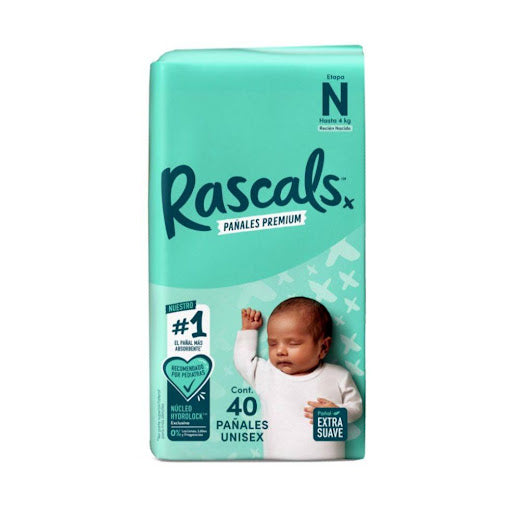 Pañales Rascals Rn X 40 Unds Rascals Paquete X 40