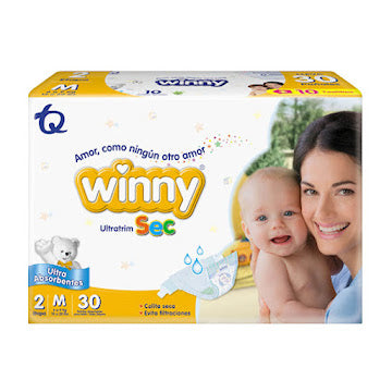 Pañales Winny Ultratrim Sec + Toallitas Húmedas Etapa 2 X 30 Und