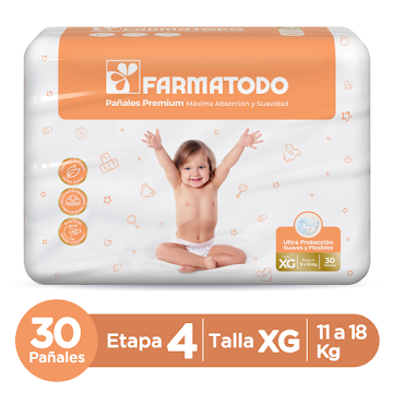 Pañal Farmatodo Premium Etapa 4 Talla Xg X 30 Und