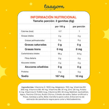 Gomitas Infantiles Laagom Gummi Defense Frasco X 60 Und