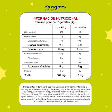 Gomitas infantiles Laagom Gummi Yummi multivitamínicas frasco x 60 und