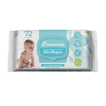 Toallitas Húmedas Farmatodo Bebé Premium 99% Agua X 72 Und